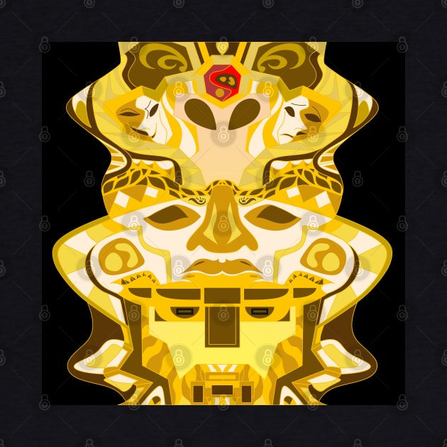 golden totem in mexican olmec pattern by jorge_lebeau